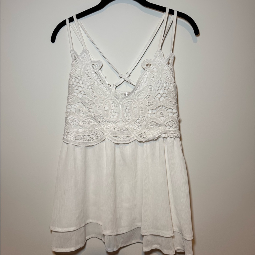 Elegant White Lace Women’s Tank Feager